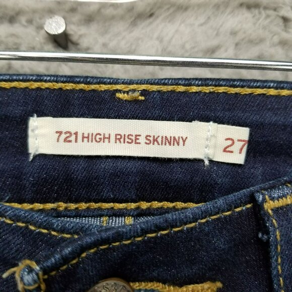 Levis Jeans Womens 27 Blue 721 High Rise Skinny Stretch Denim - Picture 4 of 13